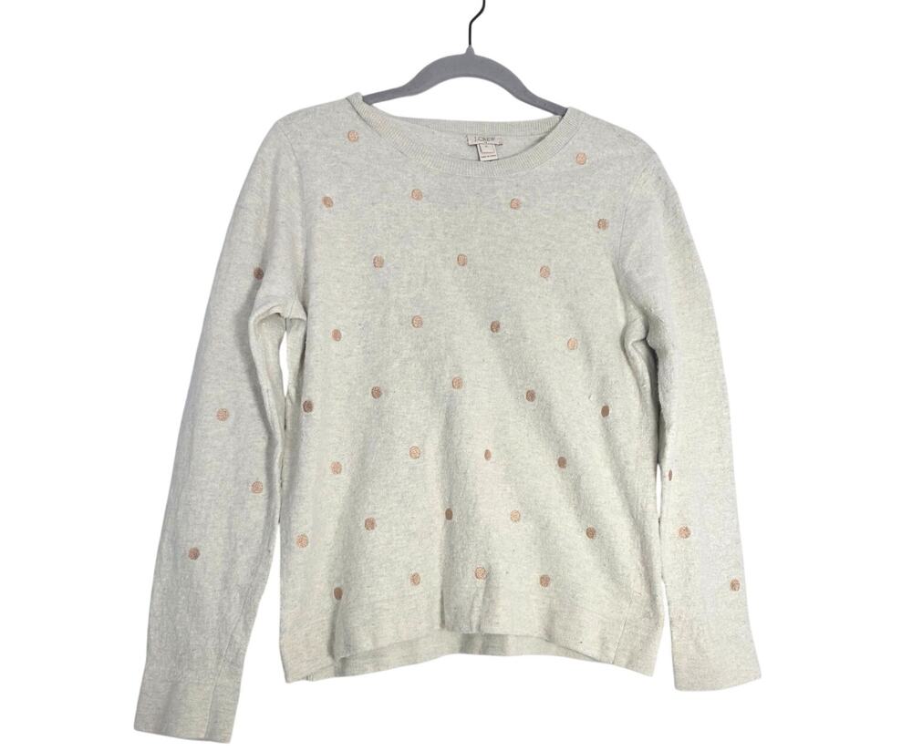 J.Crew Merino Wool Blend Sweater Womens XL Polka Dot Crewneck Cozy Office Casual